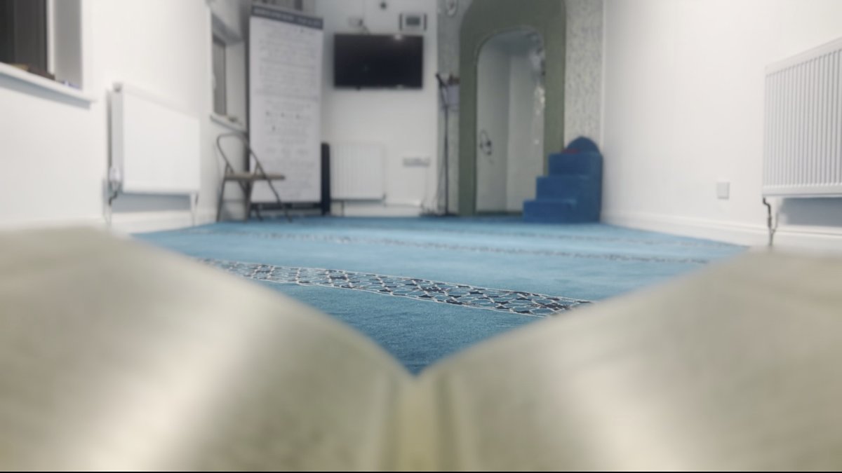 Beautiful mosque with intricate architecture and warm lighting