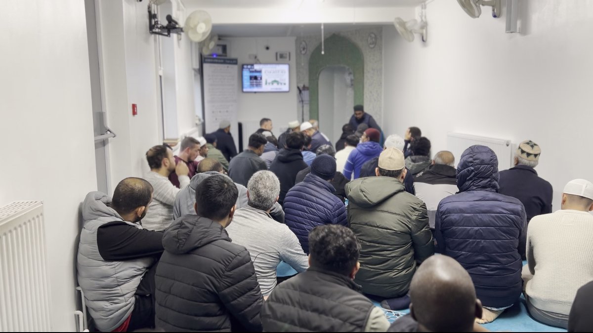 Community gathering inside the mosque